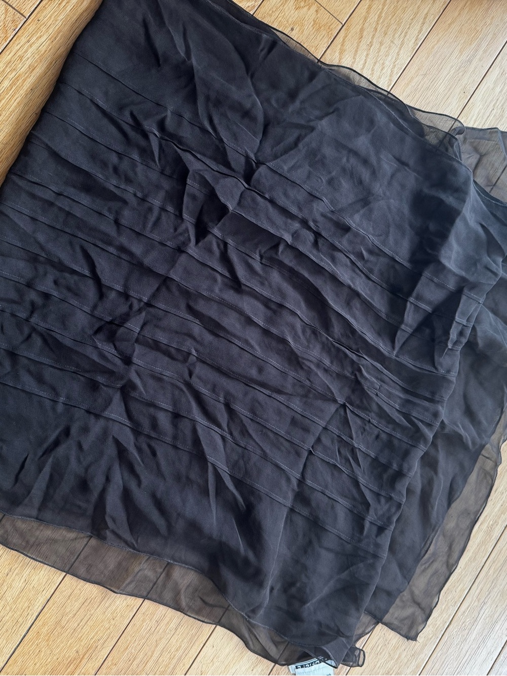 Vintage Dark Brown Sheer Silk Scarf Wrap Shawl Boho Layering